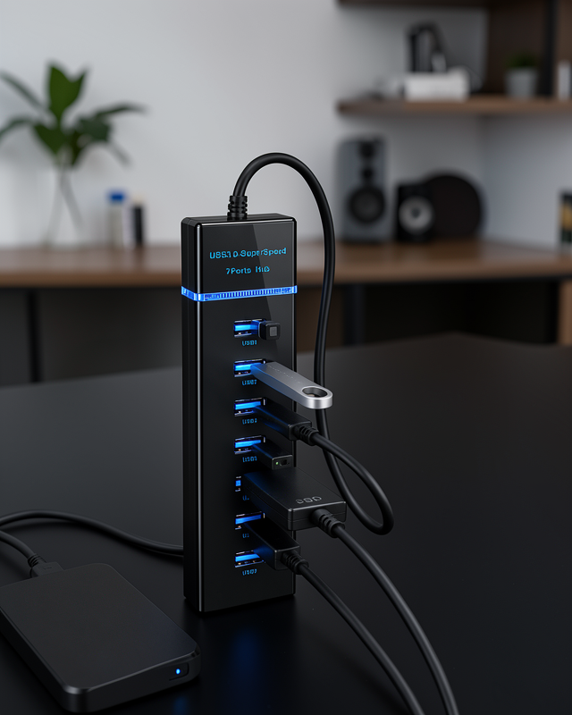 7 Girişli USB 3.0 Hub 5Gbps LED Göstergeli USB Çoğaltıcı