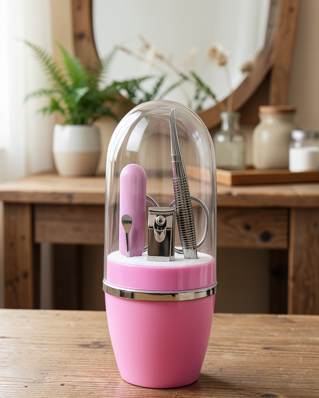 Pembe Tırnak Bakım Seti Cımbız Makas Tırnak Makası ve Törpü İçeren Kit