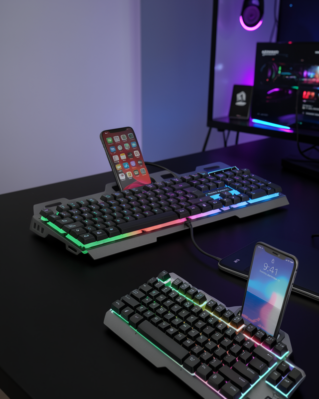 Oyuncu Klavyesi Q Klavye RGB Işıklı Mouse Hediyeli