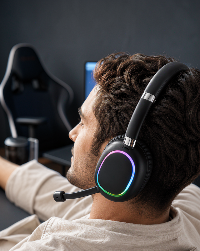 Bluetooth 5.0 RGB Işıklı Mikrofonlu Kablosuz Kulak Üstü Kulaklık