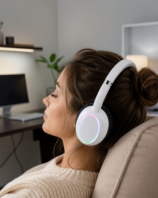 Beyaz Kablosuz Bluetooth Kulaklık Mikrofonlu Ergonomik Kulak Üstü Tasarım