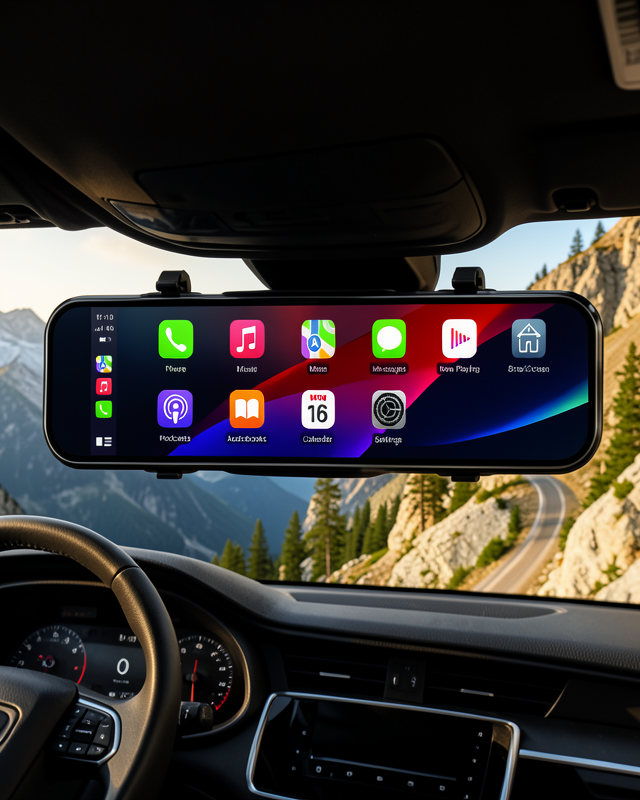 Ayna Carplay Araç İçi 9.66 İnç IPS Ekran Geri Görüş Kamerası Destekli