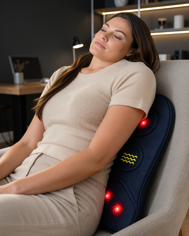 Titreşimli Isıtmalı Sırt ve Bel Masaj Minderi Ergonomik Tasarım