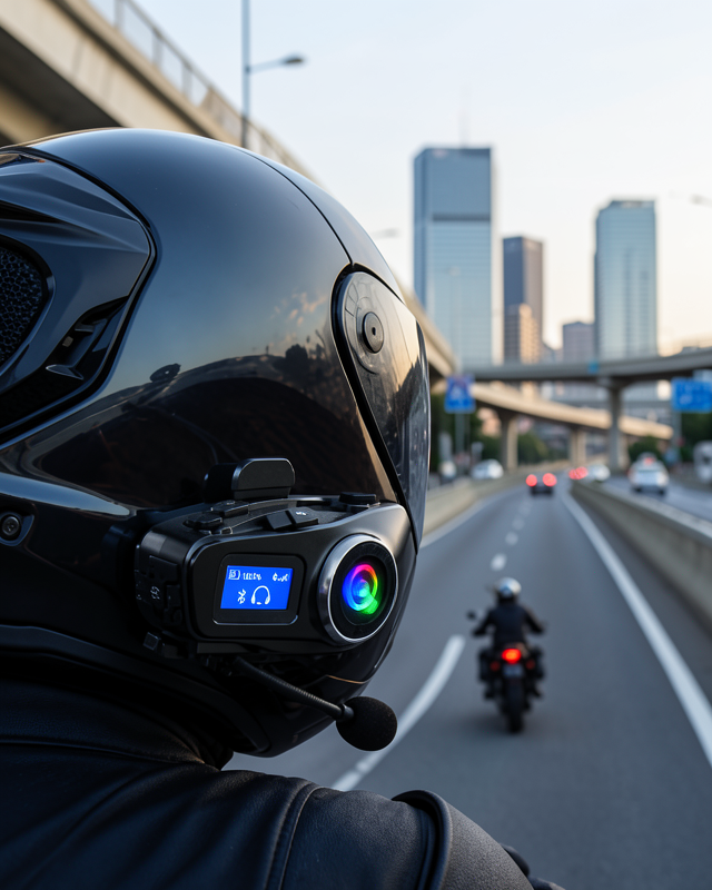 LCD Ekranlı Bluetooth Kask Kulaklığı FM Radyo ve SD Kart Girişli