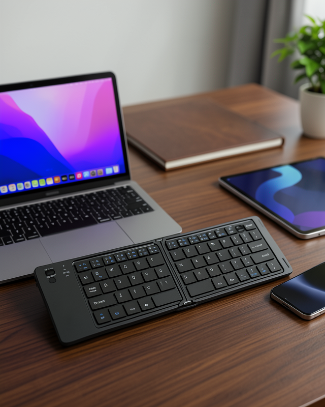 Katlanabilir Bluetooth Klavye 3 Cihaz Bağlantılı Kablosuz Taşınabilir Klavye