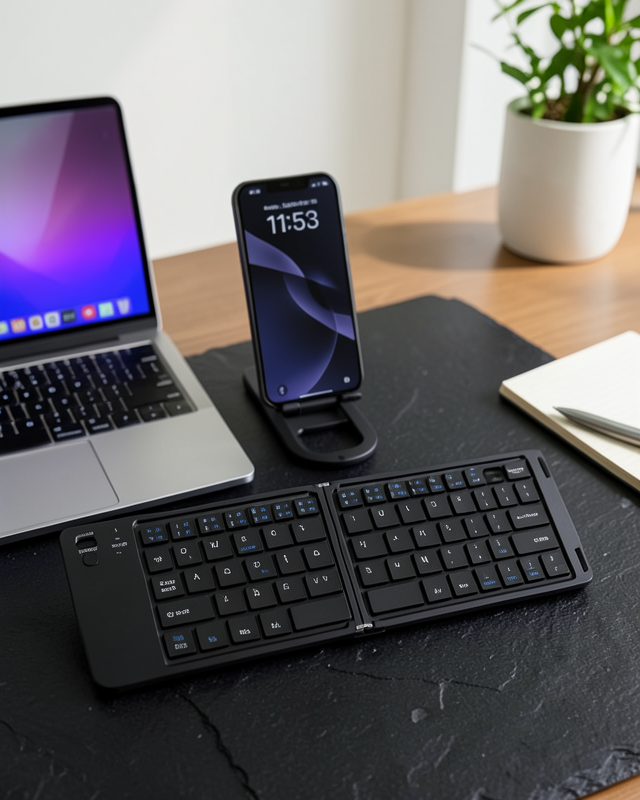 Bluetooth Katlanabilir Klavye USB-C Şarjlı 3 Cihaz Bağlantılı Taşınabilir Klavye