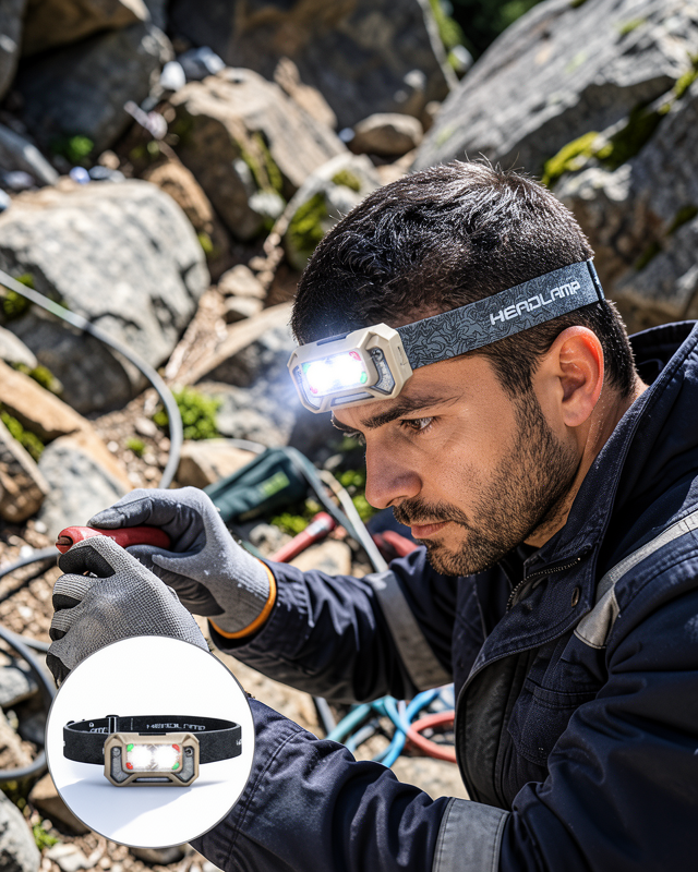 Şarjlı Wave Sensörlü LED Kafa Feneri Outdoor Kullanım Yeni Nesil