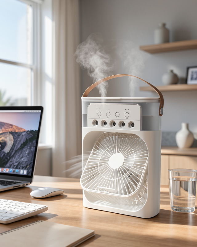 Spreyli Mini Masaüstü Fan | 500ML Su Hazneli, 3 Kademeli Soğutucu Yeni Nesil