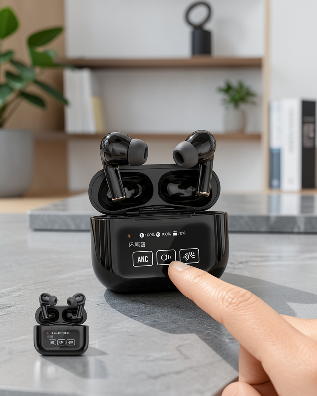 Yeni Nesil ANC Özellikli Çağrı Cevaplayan Dokunmatik Ekranlı Bluetooth Kulaklık Siyah Yeni Nesil