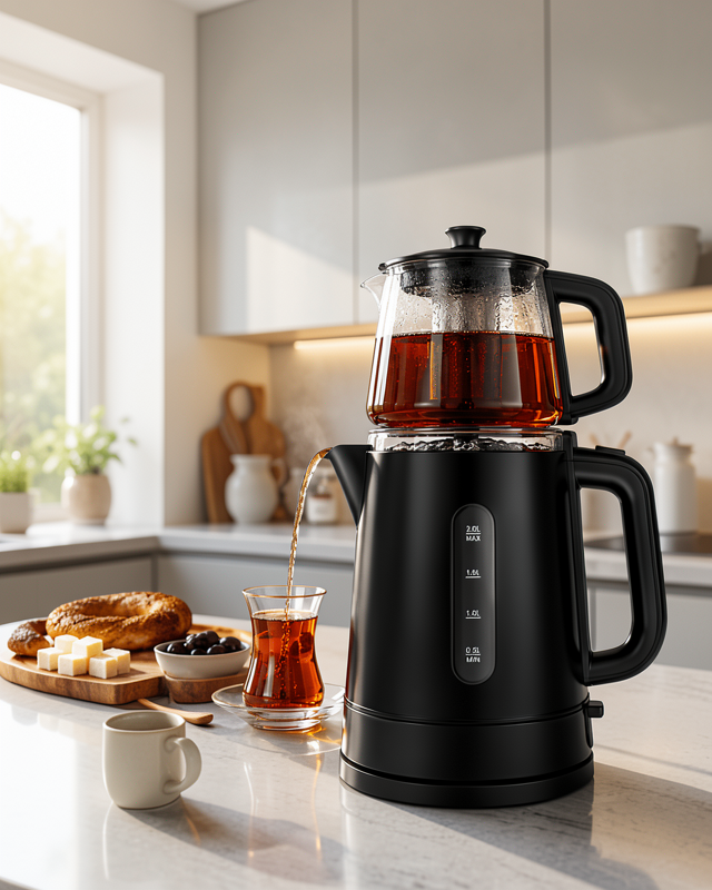0,9 L Cam Demlik ve 1,7 L Su Haznesi ile Çay Keyfi Yeni Nesil
