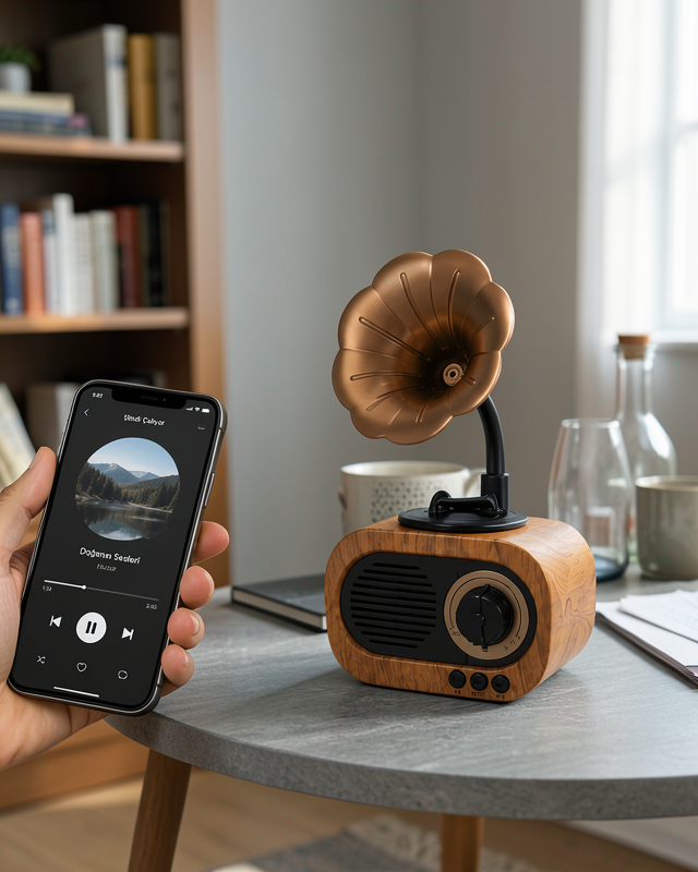Mini Nostaljik Bluetooth Hoparlör FM Radyo 8 Saat Batarya Yeni Nesil