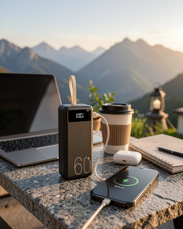 Powerbank 60.000 Mah Taşınabilir Şarj Hızlı El Fenerli Dijital Göstergeli Yeni Nesil