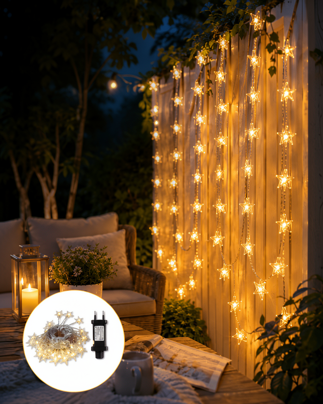 Dekoratif Yıldız Led Aydınlatma 20 Ledli 5 Metre Günışığı Yeni Nesil