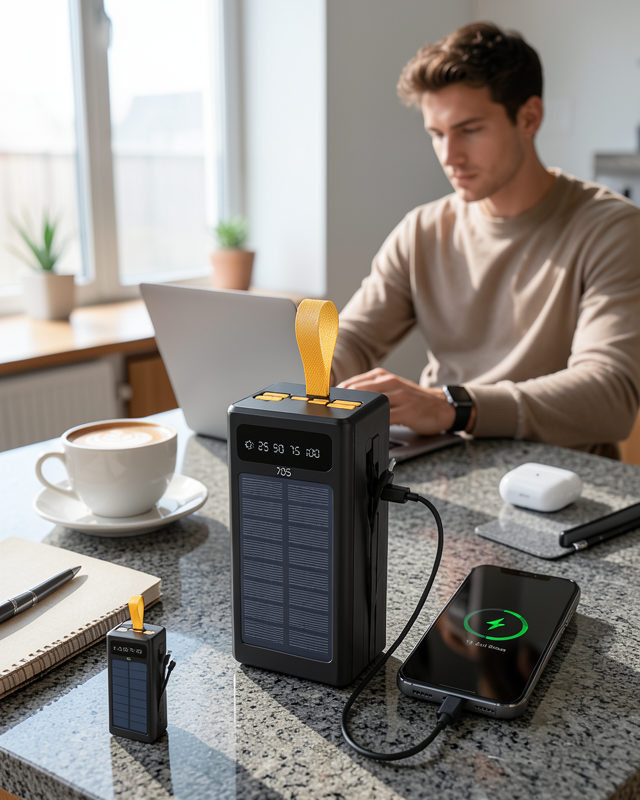 Kamp ve Outdoor Kullanıma Uygun Güneş Panelli Powerbank Yeni Nesil