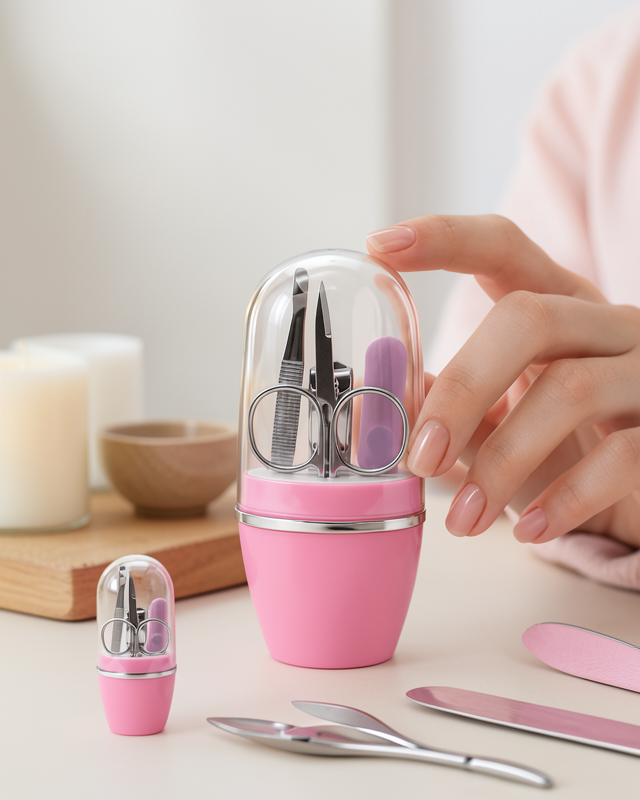 Tırnak Bakım Manikür Pedikür Seti 4 Parça Pembe Minimal ve Dayanıklı Yeni Nesil