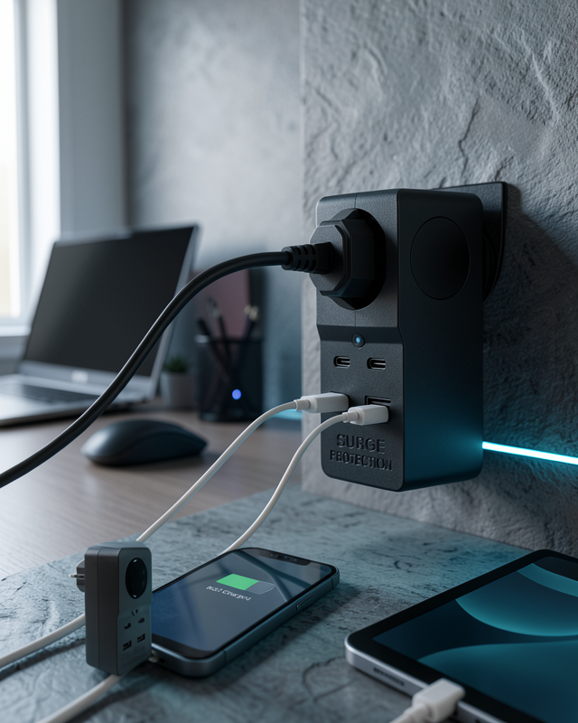 Isıya Dayanıklı PC Gövdeli Akım Korumalı Priz 4 USB Yeni Nesil