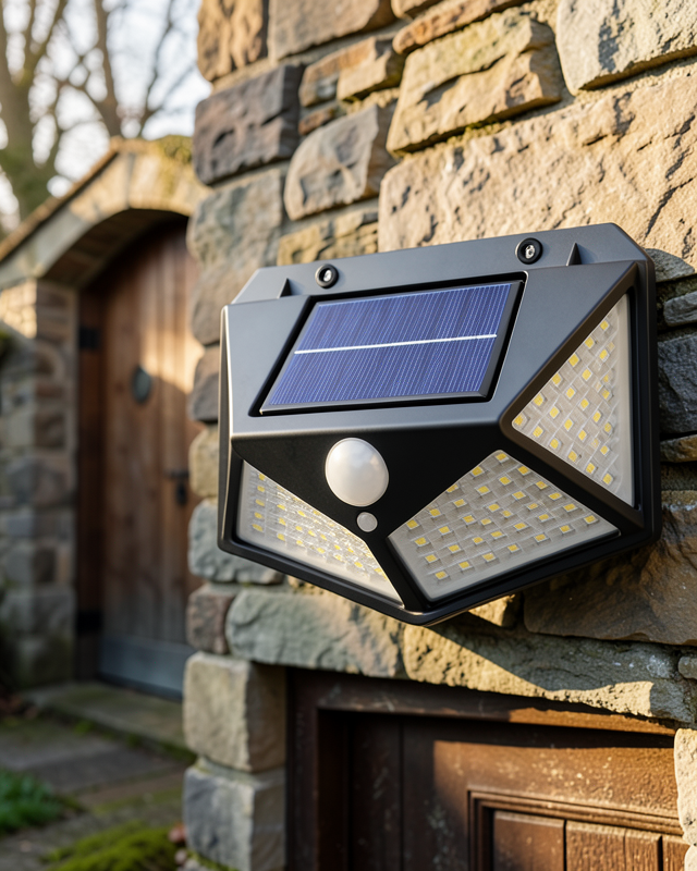 Hareket Sensörlü Güneş Enerjili Duvar Lambası Dış Mekan İçin Güçlü LED Aydınlatma