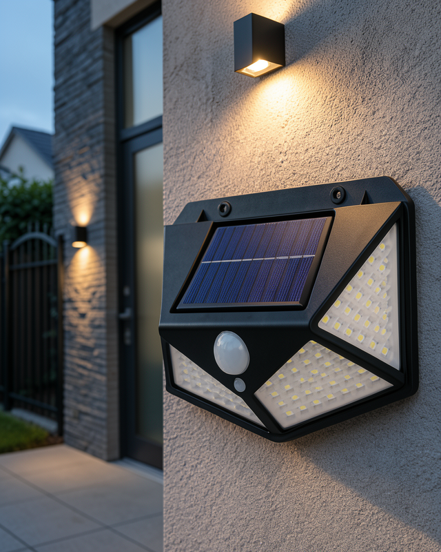 Solar LED Bahçe Aydınlatma Lambası 3 Işık Modlu Sensörlü Duvar Tipi Dış Mekan