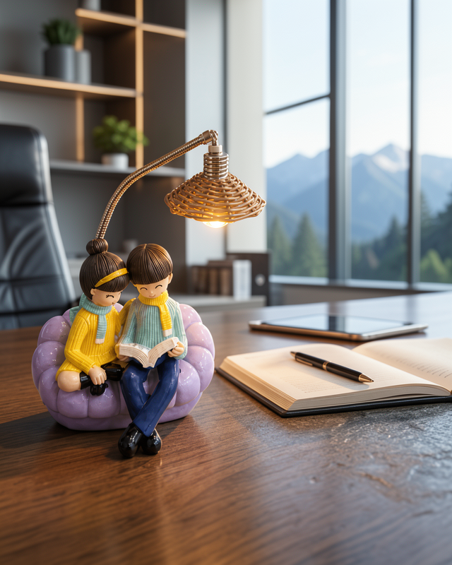 Romantik Çift Temalı Dekoratif Masa Lambası Yumuşak LED Işık