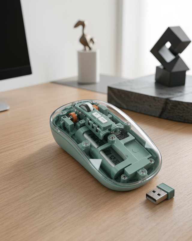 Bluetooth ve 2.4G USB Destekli Pilli Kablosuz Şeffaf Mouse Yeni Nesil