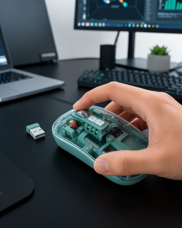 Şeffaf Tasarımlı Bluetooth Kablosuz Mouse Pilli Kullanım Yeni Nesil