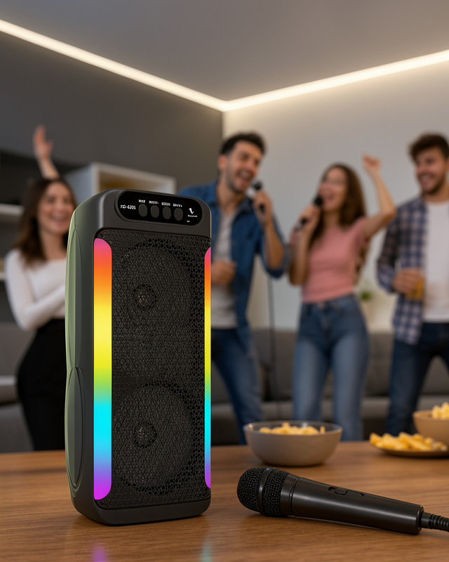 RGB Işıklı Çift Hoparlörlü Taşınabilir Bluetooth Speaker ve Mikrofon Yeni Nesil