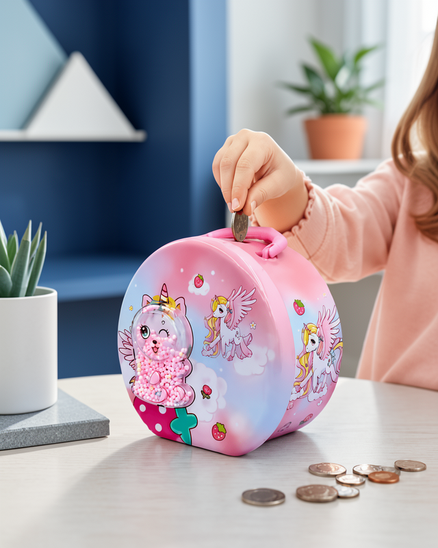 Mini Çocuk Para Kasası Güvenli Kilitli Birikim Kutusu