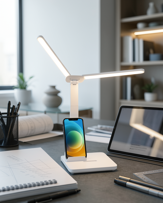 Ayarlanabilir Kısılabilir LED Masa Lambası | Entegre Kalemlik ve Telefon Tutucu Özellikli Yeni Nesil