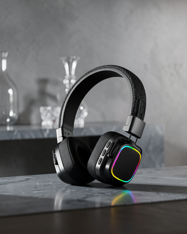 Bluetooth 5.3 Rainbow Işıklı Kulak Üstü Kablosuz Kulaklık Yeni Nesil