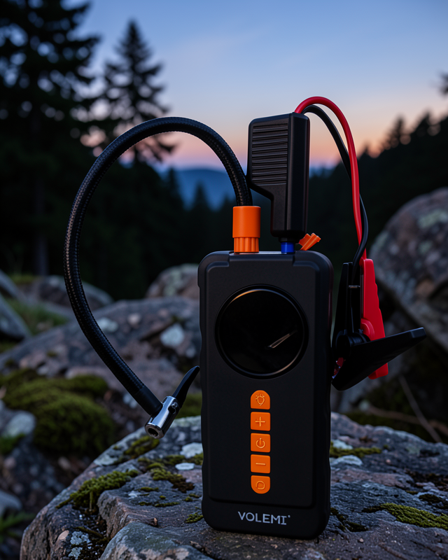 4'ü 1 Arada Akü Takviye Cihazı Dijital Lastik Şişirme Kompresörü 10000mAh Powerbank ve LED Fener