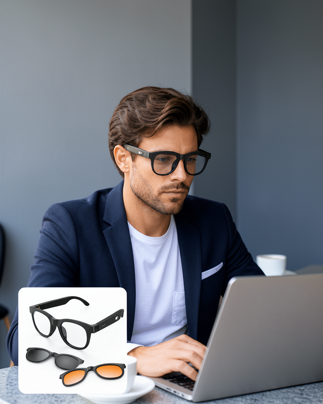 Yapay Zekâ Destekli Akıllı Bluetooth Gözlük Dokunmatik Kontrol Manyetik Lens ve Kablosuz Görüşme Özellikli