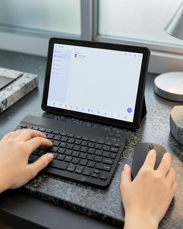 SIM Kartlı Android Tablet Bluetooth Klavye Kablosuz Mouse Geniş Ekran ve Taşınabilir Kullanım Seti