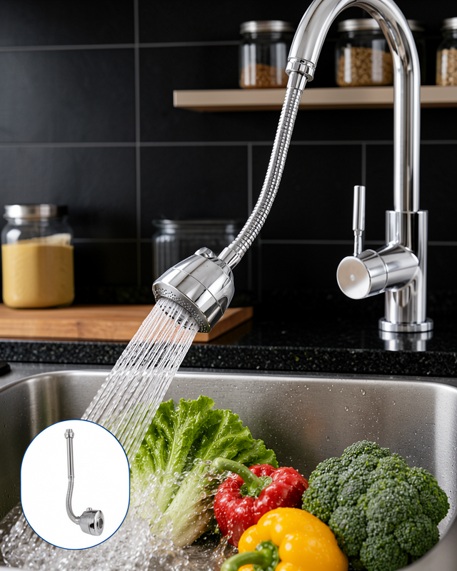 Ayarlanabilir Musluk Başlığı Esnek Spiral Hortumlu Lavabo Uzatma Aparatı