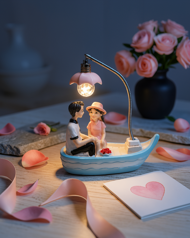 Oturan Çift Figürlü LED Masa Lambası Romantik Hediye Yeni Nesil