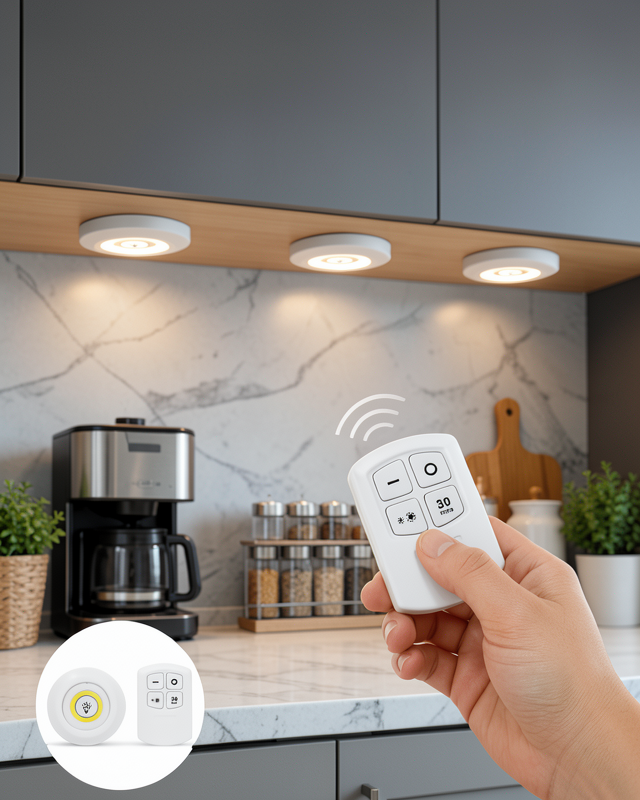 Spot Lamba Led Işık 3'lü Uzaktan Kumandalı Pilli Yapışkanlı Kablosuz Yeni Nesil