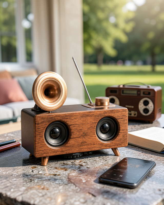 Bluetooth Hoparlör Ahşap Klasik Retro Gramofon Bluetooth Müzik Kutusu