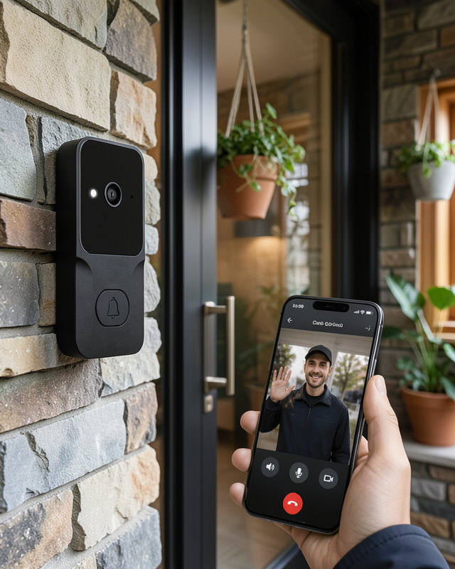 Kablosuz Akıllı Kapı Zili Gece Görüşlü Wi-Fi Güvenlik Kameralı Kapı Zili