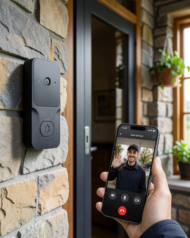 Wi-Fi Bağlantılı Akıllı Kapı Zili  Telefon Kontrollü HD Güvenlik Sistemi