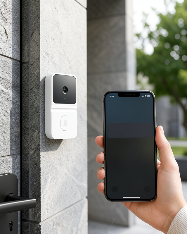 Beyaz Wi-Fi Akıllı Görüntülü Kapı Zili HD Kamera, Gece Görüşü ve Telefon Bildirimli Kablosuz Kapı Zili