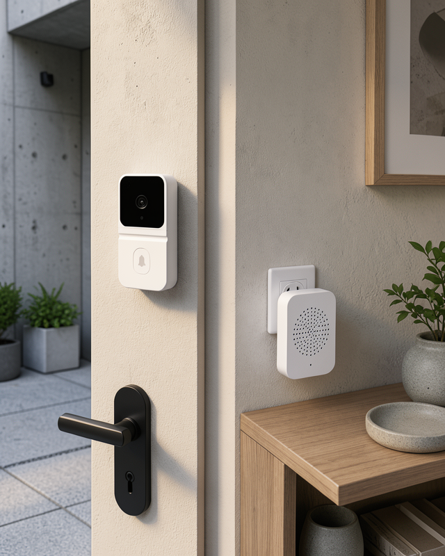 HD Kameralı Beyaz Görüntülü Kapı Zili Çift Yönlü Sesli Wi-Fi Akıllı Kapı Zili