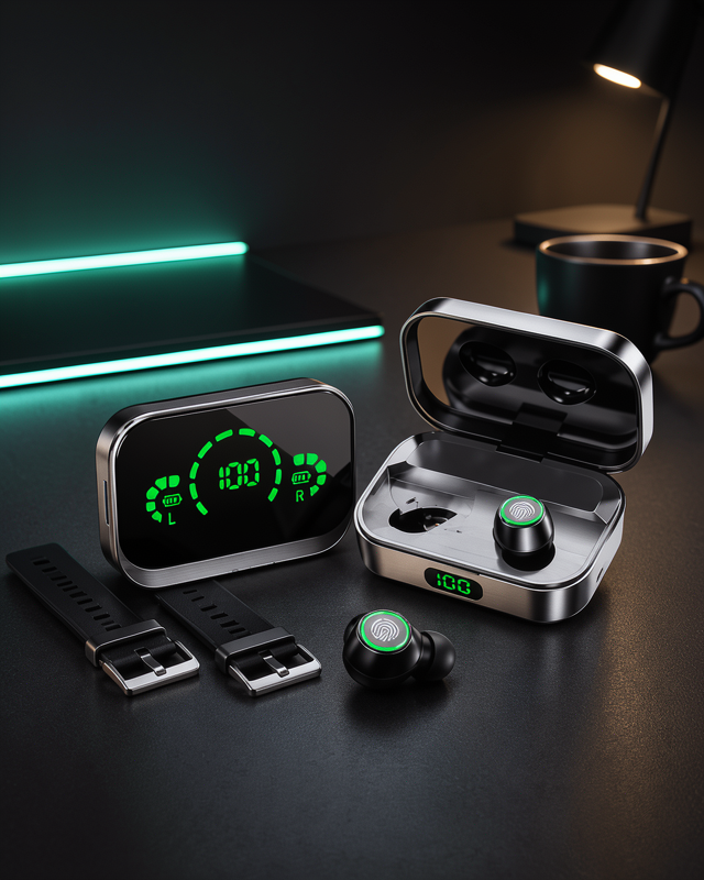 TWS Bluetooth Kulaklık ve Akıllı Saat Uyku Takibi Nabız Ölçer Uzun Pil Ömrü