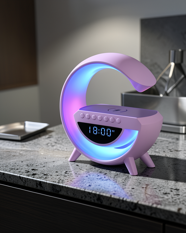 Bluetooth Hoparlör 15W Kablosuz Hızlı Şarj LED Gece Lambası