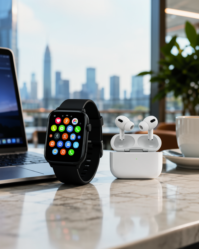Bluetooth Arama Özellikli Akıllı Saat Seti Kablosuz Kulaklık Hediyeli, Android & iOS Uyumlu