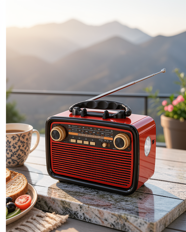 Müzik Kutusu Bluetooth Bağlantılı El Fenerli Nostaljik Tasarım Radyo