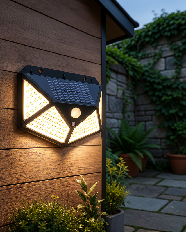 Güneş Enerjili Bahçe Aydınlatma Lambası Solar 100 Led Lamba