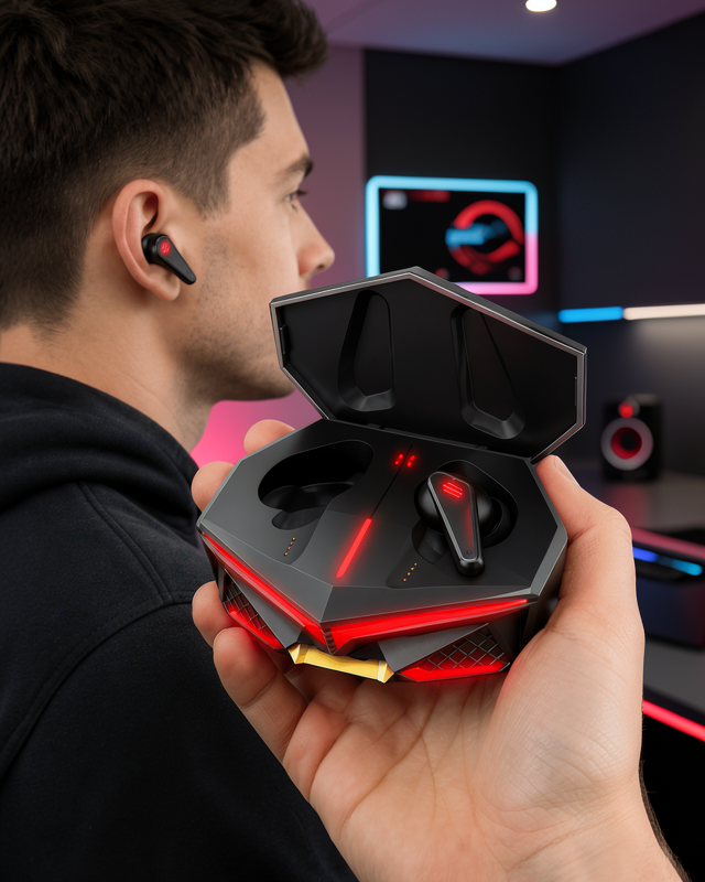 Profesyonel TWS Işıklı Kablosuz Bluetooth Kulaklık Oyuncu Kulaklığı