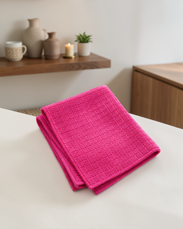 Mikrofiber Temizlik Bezi 40x40 cm Pembe İz Bırakmayan Çok Amaçlı Temizlik Bezi