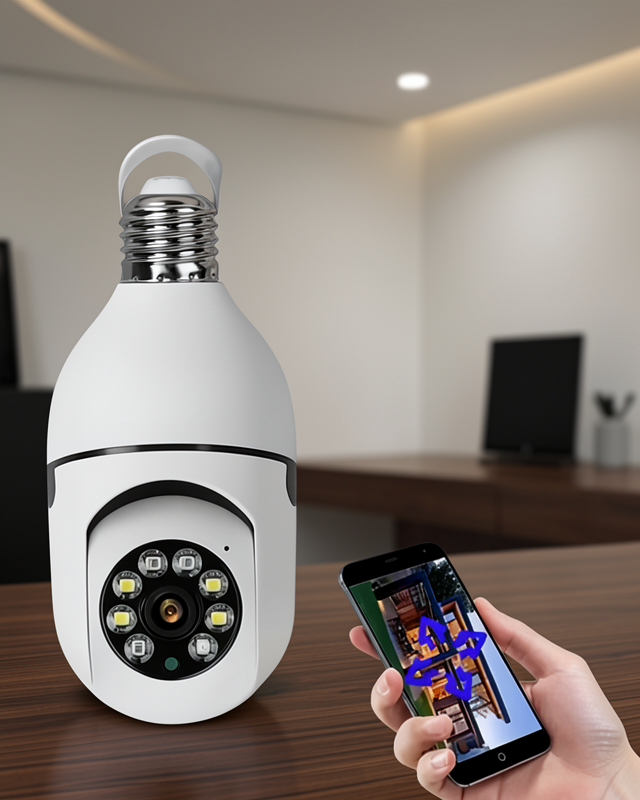 Wifi Kamera Duylu Ampul Görünümlü 360 Derece Dönebilen Ev Kamerası