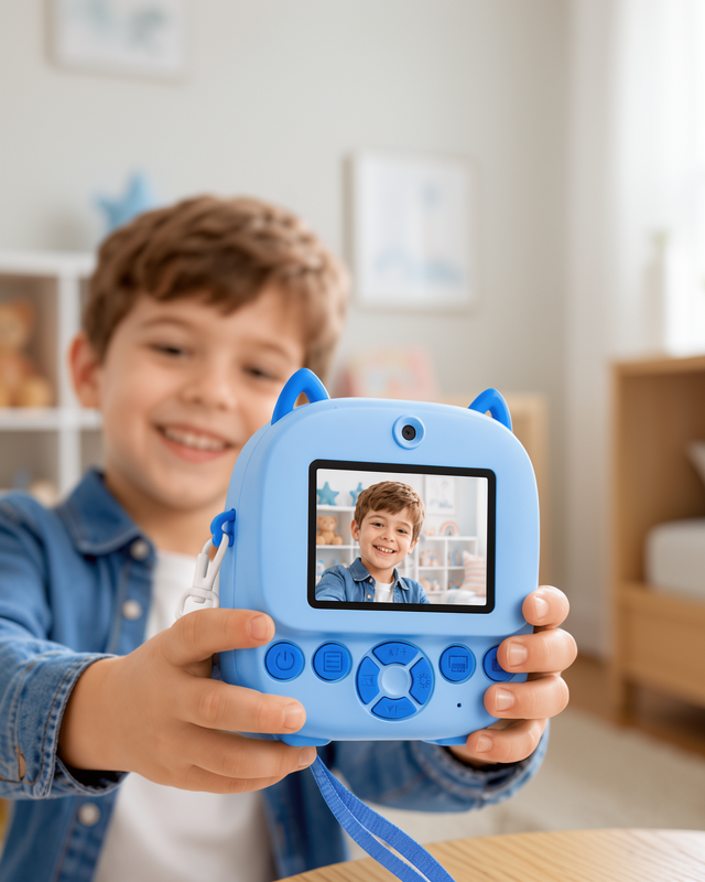 Selfie Özellikli Çocuk Fotoğraf Makinesi Mürekkepsiz Termal Baskı Teknolojisi