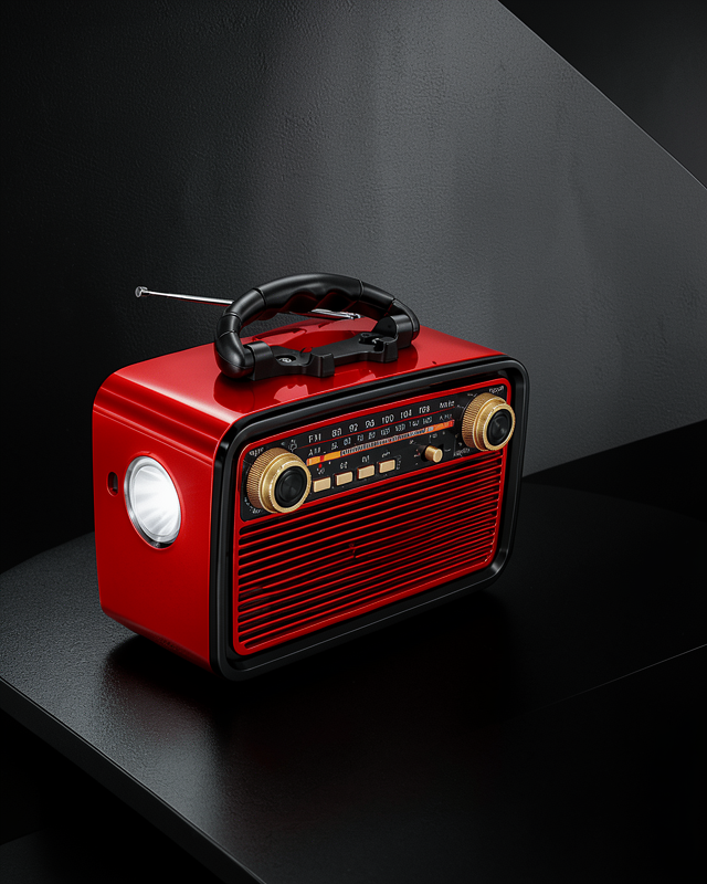 Nostaljik Görünümlü Ahşap Radyo TF SD USB Girişli Led Fener Işıklı